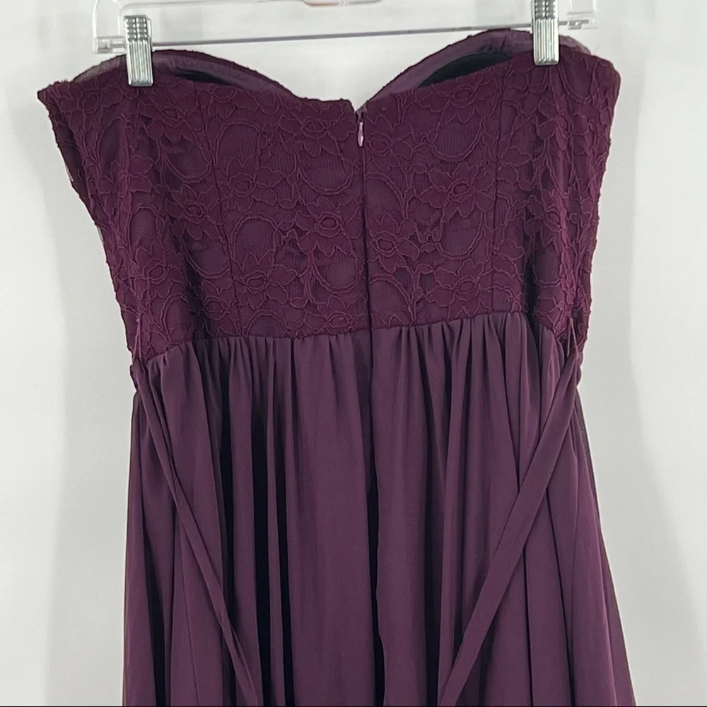 Mori Lee Madeline Gardner purple strapless dress size 8